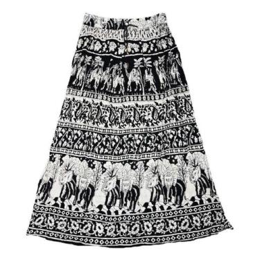 Imagem de Saia Indiana Cigana Maia Longa - Preto Branco 2 Tam. G - India Fashion