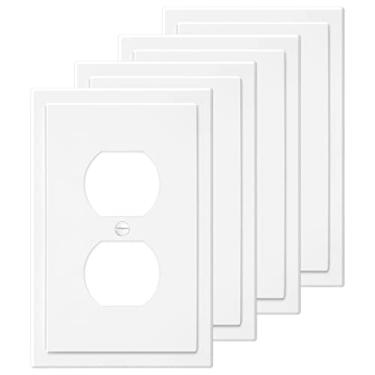 Imagem de 1 Gang Placa de Parede Decorativa Moderna Placa de Parede Tomada de Interruptor Placa Elétrica Duplex Único para Interruptores de Luz, Interruptor Inteligente, GFCI, Reguladores, Receptáculo, Tomada USB (Pacote com 4, Duplex Único)