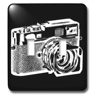 Imagem de 3dRose Lsp_17578_2 Imagem de uma câmera telêmetro branca no interruptor de botão de fundo preto