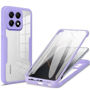 Imagem de Fofvccv Capa para Xiaomi Poco X6 Pro 5G / Redmi K70E 5G com protetor de tela, capa protetora de corpo inteiro TPU macio, fina, transparente à prova de choque para Xiaomi Poco X6 Pro 5G - QB roxo