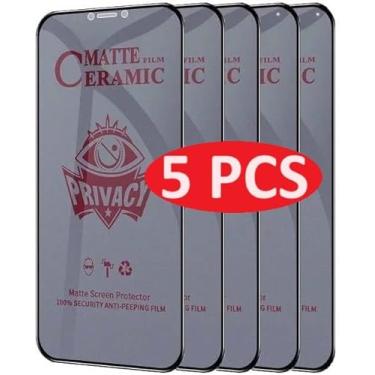 Imagem de OZ MARKETPLACE [Pacote com 5] [3 pacotes + 2 bônus] Película protetora de tela de cerâmica flexível durável para Redmi Note 12; POCO X5 5G - Capa de telefone antiespião premium à prova de choque