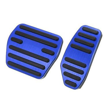 Imagem de X AUTOHAUX 1 conjunto de capas de pedal de freio e acelerador de gás de liga de alumínio antiderrapante sem perfuração para Nissan Kicks X-Trail Rogue Sport Qashqai azul