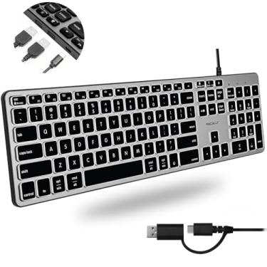 Imagem de Macally Teclado com fio para Mac com hub USB (2x USB-A / 1x USB-C) - Teclado Apple retroiluminado compatível com interface dupla - detecção automática de SO para Mac, MacBook Pro/Air, iMac, PC