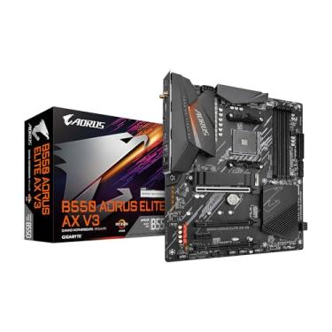 Imagem de GIGABYTE Placa-mãe B550 AORUS Elite AX V3, suporta processadores AMD AM4 Ryzen 5000, ATX, DDR4, Dual M.2, SATA 6Gb/s, banda dupla de 2,4/5 GHz, LAN de 2,5 GbE, PCIe 4.0