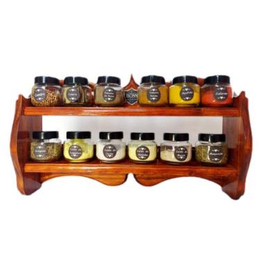 Imagem de Porta temperos de parede nicho cozinha 12 potes - Boss Arte em Madeira