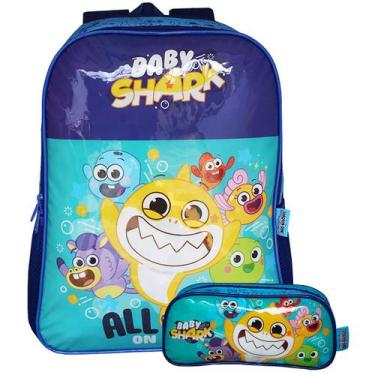 Imagem de Kit Mochila Infantil De Costas + Estojo Escolar Baby Shark - Luxcel, A