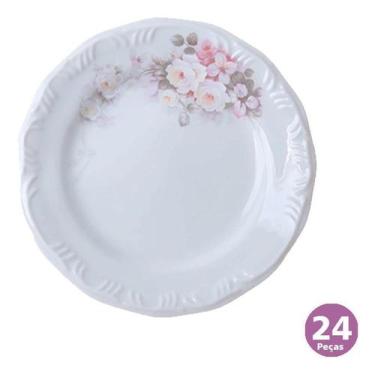 Imagem de Conjunto 24 Pratos Rasos Jantar Porcelana Schmidt Eterna - Porcelanas 