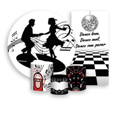 Imagem de Kit Painel De Festa + Trio Capa Cilindro + Faixa Veste Fácil - Anos 80
