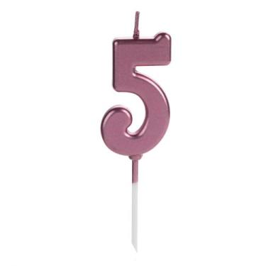 Imagem de Vela Aniversário Pick Rosé Gold Número 5 - 01 unid - Não informado