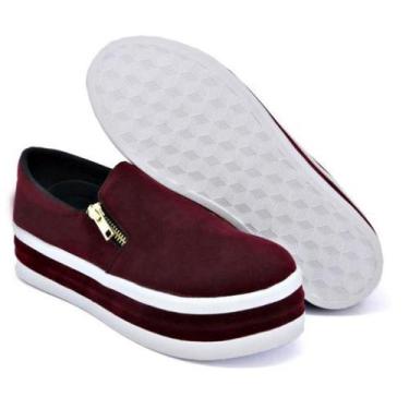 Imagem de Tenis Slip On Iate Feminino Com Zíper Lateral De Plataforma Alta - Pos