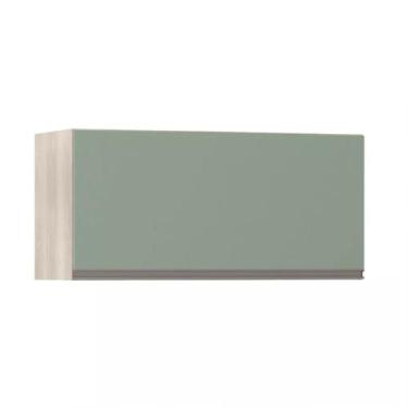 Imagem de Armário Basculante Luciane 80cm 1 Porta Luci, Legno Crema/Verde Jade