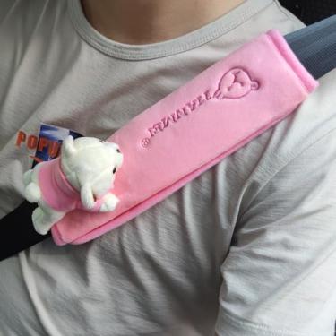 Imagem de Tianmei 2 peças de capa de cinto de camurça sintética estilo boneca de urso para carro (almofada de alça de ombro)Tianmei rosa Generic