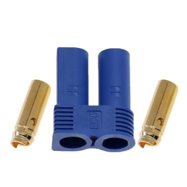 Imagem de 5 Conjuntos De Plugue Banana, EC5, Aeromodelismo, Cabo, Soldagem, 40A, Concha Azul, Terminal De Latão Banhado A Ouro UL94VO, PA. EC5-M/F
