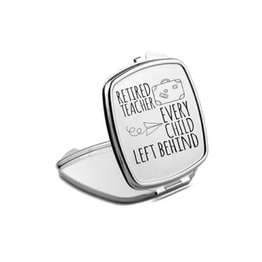 Imagem de SpreadPassion Espelho compacto para professor aposentado, espelho fotográfico de professor aposentado todas as crianças deixadas para trás, espelho de maquiagem de viagem pequeno espelho portátil,