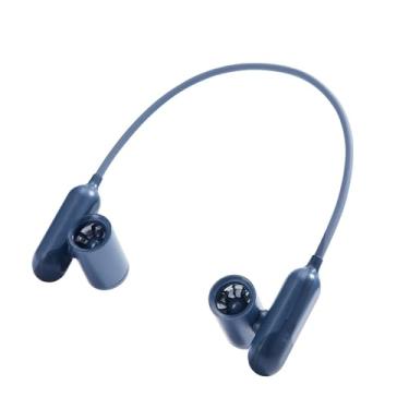 Imagem de Generic Ventilador de pendurar no pescoço, versátil, sem folhas, mãos livres, giratório, portátil, ventilador pessoal para esportes, atividades ao ar livre, Azul