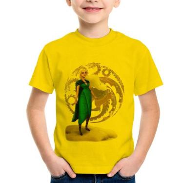 Imagem de Camiseta Infantil Daenerys Targaryen Art - Foca na Moda, Amarelo, 14