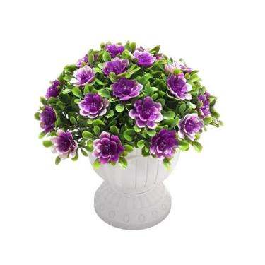 Imagem de Vaso Grego  Bucho Flores Lilás Artificial para Decoração Festas, Casam