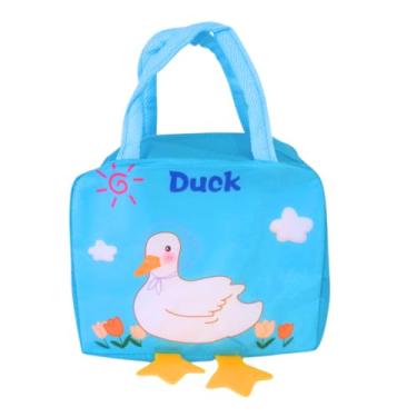 Imagem de Bolsa Térmica Infantil Fitness Viagem Animais 3D Menina Menino Impermeável Escolar Marmita Com Alça (Pato Azul)