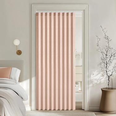 Imagem de MIULEE Cortinas de porta dobráveis magnéticas estilo acordeão para portas/armários, cortinas plissadas com divisórias de quarto com ganchos para sala de estar interior/quarto/armário aberto, rosa, L99