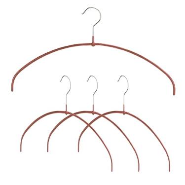 Imagem de Mawa Cabides de roupas estreitos pequenos, cabides de aço com revestimento antiderrapante, para camisas, vestidos, camisetas, economia de espaço, gancho rotativo de 360 graus, conjunto de 4, cobre