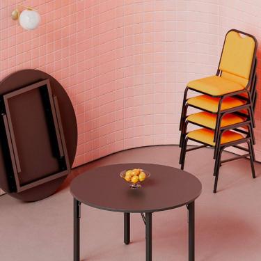 Imagem de Mesa Redonda Basculante Jobt1 com Pés em aço Tubular e Tampo em Mdp Bp de 25cm Preto