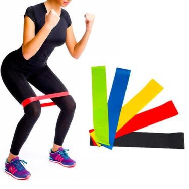 Imagem de Kit 5 Faixas Elásticas Para Academia Casa Exercícios Treino
