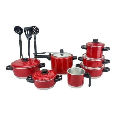 Imagem de Jogo De Panela Vermelha Panela De Pressão 4.5 L Kit Talher - Multi Alu