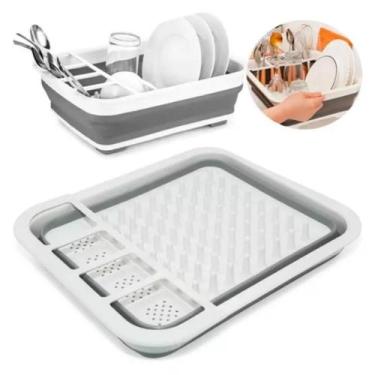 Imagem de Escorredor De Louça Talher Pratos Silicone Dobrável Copo Multiuso - Ne