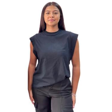 Imagem de T-shirt feminina muscle tee preta inspiraçao da zara superveratil - KG