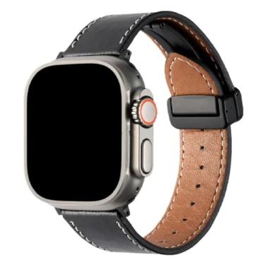 Imagem de Pulseira Couro (PRETA) Fecho Magnetico Para Iwo Ultra 9 Plus W59 Mini Pro W29 T20 W7 Ultra U4 Pro W99+ W68 W69 Ultra Ws9 S9 Ultra Microwear