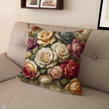 Imagem de Capa de almofada com estampa digital retrô rosa com zíper invisível, vários tamanhos para decoração de sofá, sala de estar e quarto (45,7 x 45,7 cm, FGMG-H)