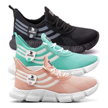 Imagem de Kit 3 Tênis Feminino Academia Super Confortáveis Leve Macio - Oldsen, 