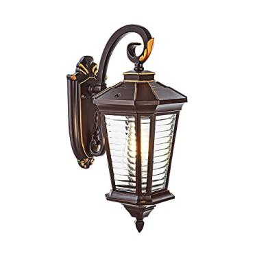 Imagem de Luminária de parede externa de alumínio com cúpula de vidro transparente, luminária de parede externa vintage à prova d'água E27 para entrada, varanda, jardim, garagem (tamanho: A55 cm)
