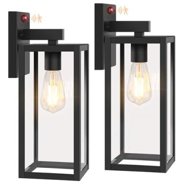 Imagem de BesLowe Pacote Com 2 Luzes De Parede Externas Com Sensor De Movimento Atualizado, Luzes De Varanda Grandes Do Anoitecer Ao Amanhecer, Arandelas De Parede Externas, 3 Modos De Iluminação, Luminárias