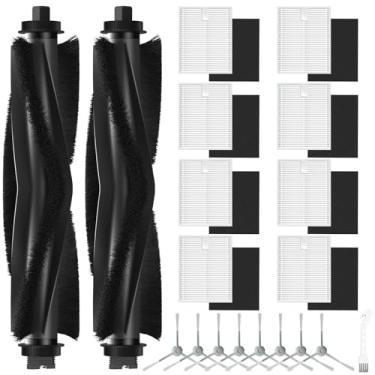 Imagem de Kit de acessórios de substituição compatível com peças de substituição de aspirador de pó robô Eufy L60/L60 SES/ L50/L50 SES, pacote com 2 escovas de rolo + 8 filtros e esponja + 8 escovas laterais +
