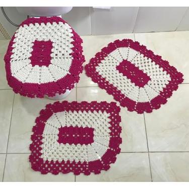 Imagem de Jogo de Banheiro em Crochê Topázio 3 Peças (Pink)