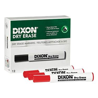 Imagem de Canetinhas Dixon Dry Erase, ponta anabela, Vermelho, 12-Count Box