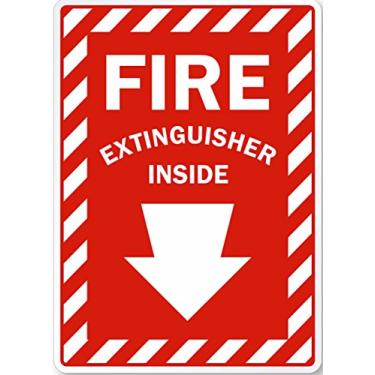 Imagem de Zing Green Products 2889 Placa de segurança "Extintor de incêndio interno com flecha" de plástico reciclado, branco sobre vermelho, 35,5 cm de comprimento, 25,4 cm de largura
