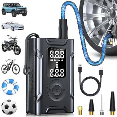 Imagem de Uniwit Compressor de ar portátil com inflador de pneu, mini bomba de pneu sem fio de 4000 mAh e 145PSI com indicador de pressão, função de desligamento automático e luz LED para carro, bola