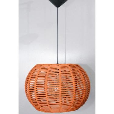 Imagem de Pendente Luminária Lustre Teto Bola Grande Corda 41x28 Com Fio - Fibra