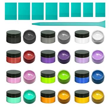 Imagem de BOOLOOEN Tinta de impressão de tela de tinta de pasta de giz, mini raspador de pasta de giz e agitador de tinta de borracha, cola adesiva reutilizável tinta de quadro-negro para transferência de tela de móveis, decoração de casa DIY