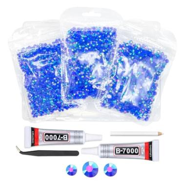 Imagem de qiipii Strass De Resina Azul Royal Ab Com Cola Para Joias B7000 Deslumbrantes Pedras Gelatina Escuras 3 Mm, 4 Mm E 5 Artesanato Em Massa, Diamantes, Cristais, Preciosas, Unhas, Copos, Faça Você Mesm