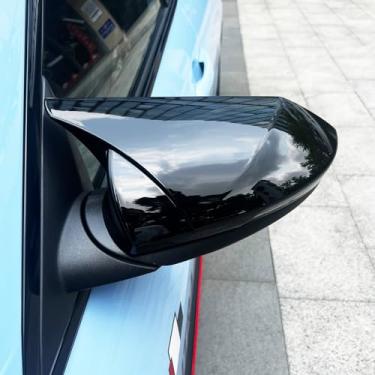 Imagem de JUIVEEL Capa de espelho retrovisor de carro ABS estilo buzina compatível com Hyundai Elantra CN7 N Line 2022-2025 acessórios (estilo preto brilhante)