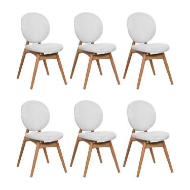 Imagem de Kit 6 Cadeiras De Jantar Lotus Estrutura Aço Carbono Laminado Natural Com Estofado Linho Cru