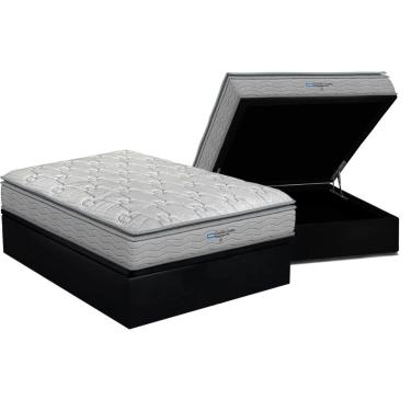 Imagem de Cama Box Baú Casal: Colchão Espuma D45 Probel Guarda Costas PróExtreme Plus + Base CRC Suede Black (138x188)