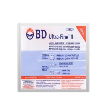 Imagem de Seringa Para Insulina BD Ultra Fine 50UI Agulha 8mm Curta 10 Unidades