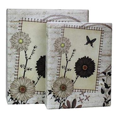 Imagem de Álbum de Fotos 10x15 Retro Flowers p/ 500 fotos c/Estojo Fecho Imã