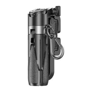 Imagem de FVDPWYE Bastão de Selfie Retrátil de Bolso Recarregável de Liga de Alumínio Portátil, Preto, Tamanho real