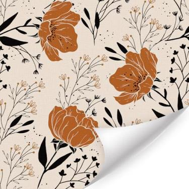 Imagem de LHIUEM Papel de parede autoadesivo de flores de laranjeira, papel de parede descascável de flores grandes (43 x 38 cm) papel de parede de peônia para quarto de menina para paredes, papel de parede de