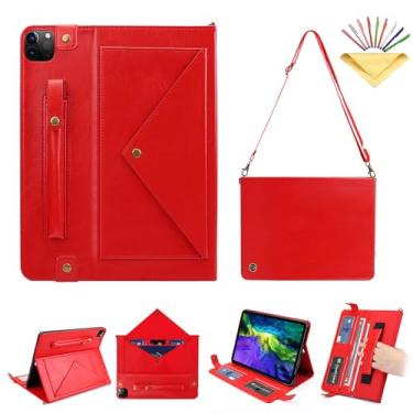 Imagem de UUcovers Capa tiracolo para iPad Air de 13 polegadas M3/M2 (2025/2024) com suporte para lápis, alça de ombro/alça de mão/bolsos, bolsa de transporte de couro PU com suporte fólio, capa magnética para